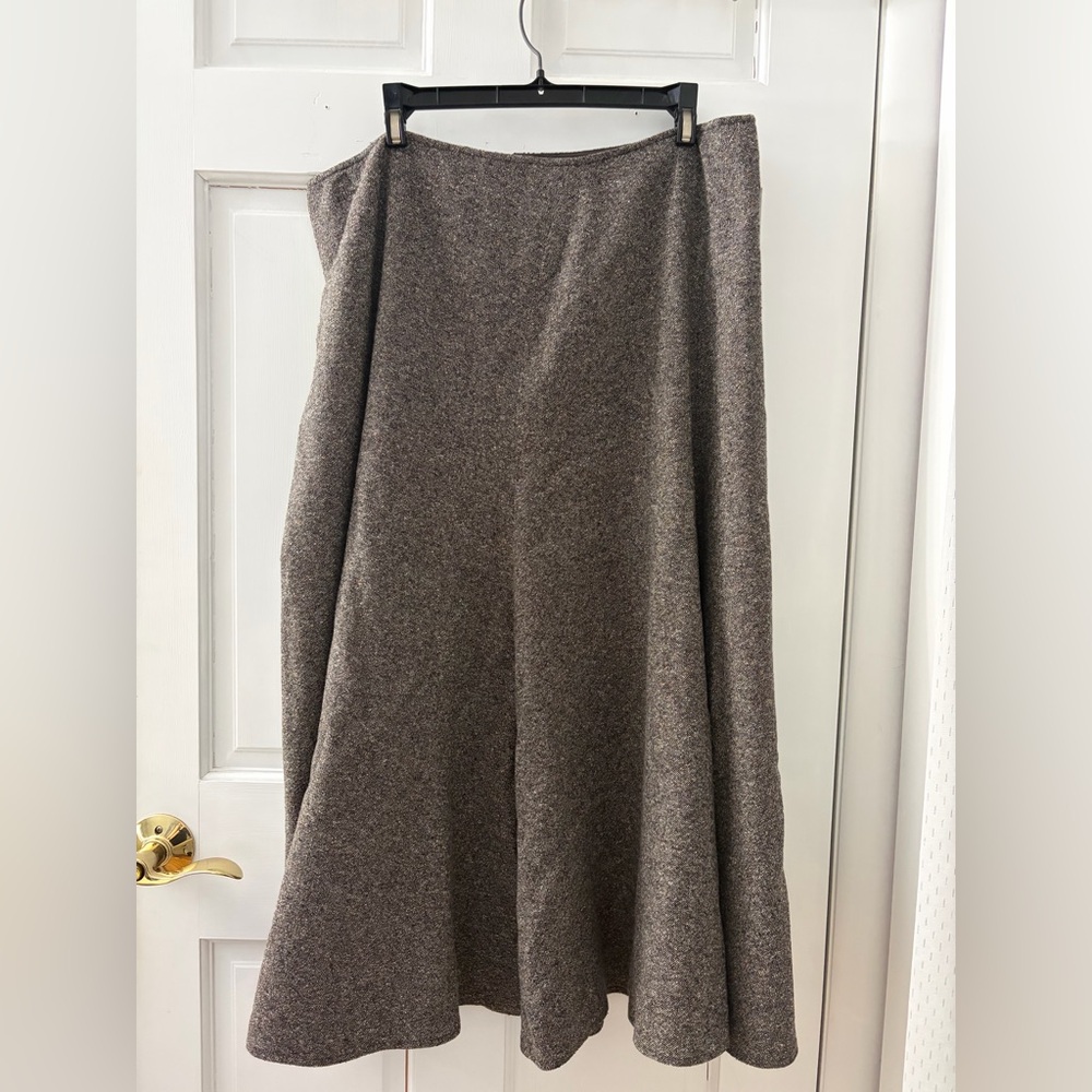 Vintage Jones New York Wool Silk Blend A-Line Midi Skirt Gray 16W - Picture 2 of 6